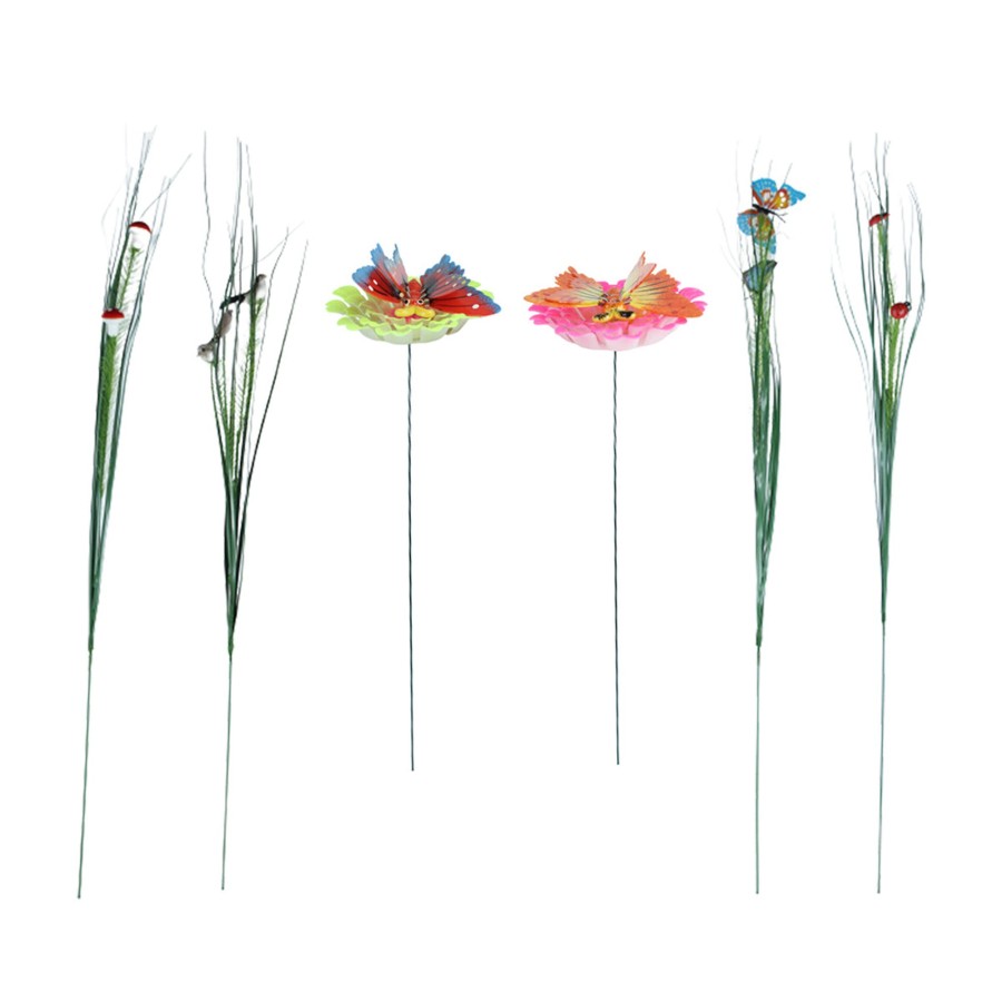 Garden Decor Wonderland Garden Stickes | (Set Of 6) Butterfly And Leaf Garden Stakes/Sticks