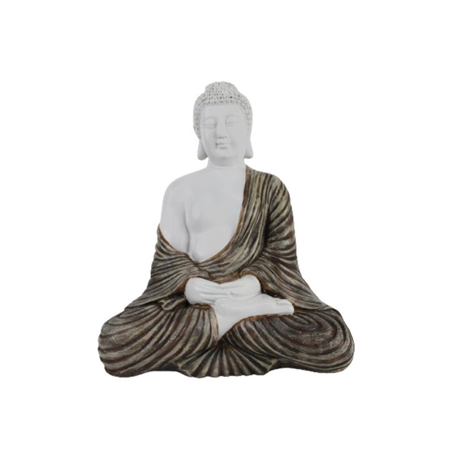 Garden Decor Wonderland Buddha And Monk Statue | Wonderland Resin 14'' Light Metallic Buddha (Samadhi)