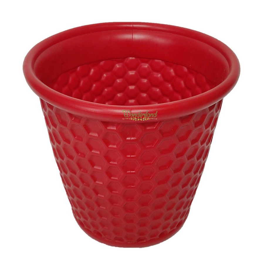 Garden Planters Wonderland | Set Of 6 : Red Honeycomb 12 Inches Pp/ Pvc / High Quality Plastic Planter