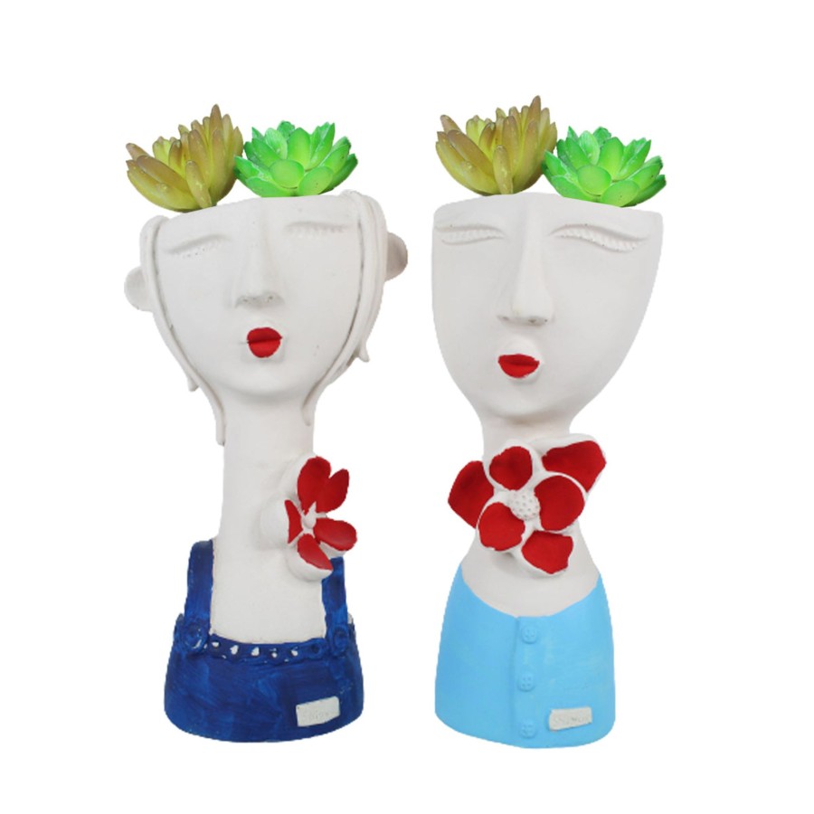 Garden Planters Wonderland | (Set Of 2) Ceramic Big Girl Pots For Home Decoration