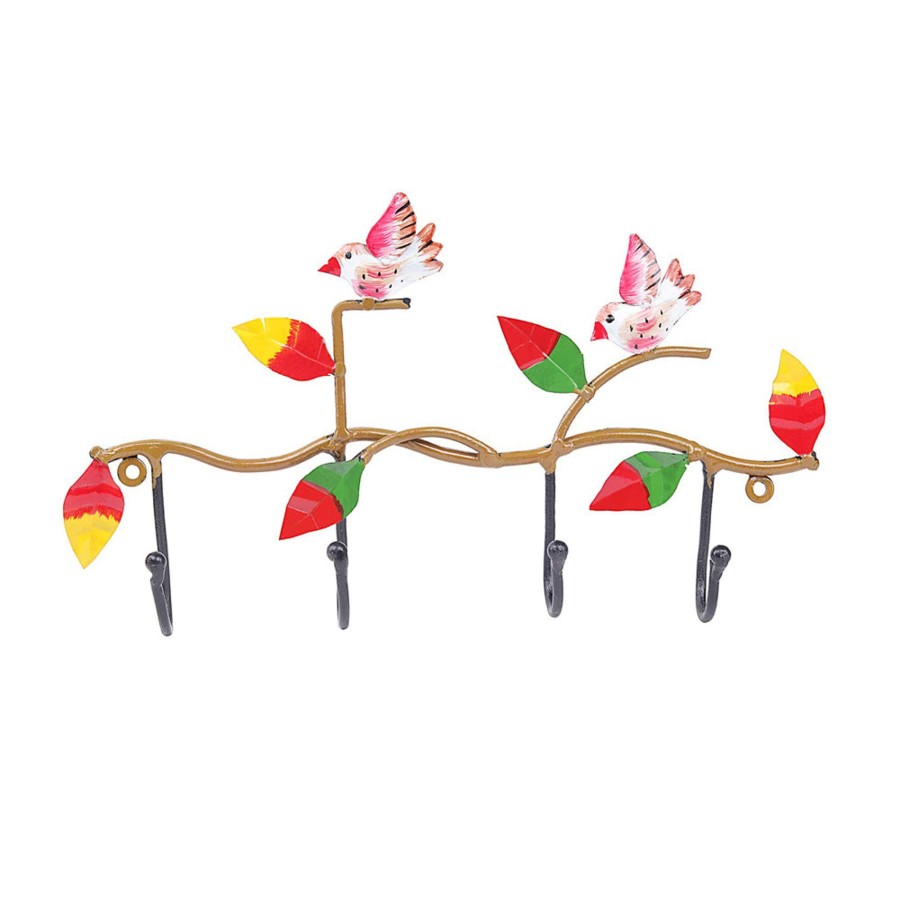 Home Decor Wonderland Wall Shelf | Two Bird With 4 Hooks For Home Decoration