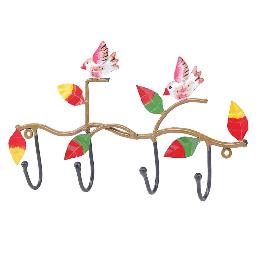 Home Decor Wonderland Wall Shelf | Two Bird With 4 Hooks For Home Decoration