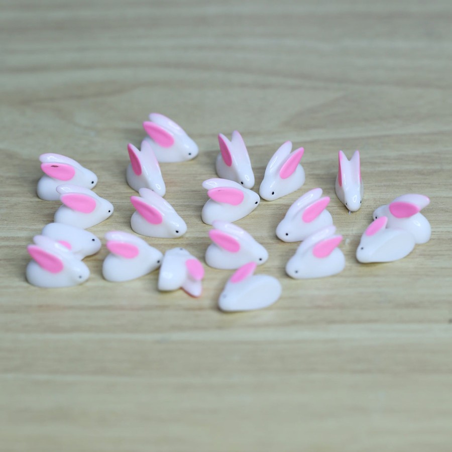 Miniature Fairy Garden Wonderland | Wonderland Mini Pink Ear Rabbit (Set Of 20)|Miniature Toys | Tiny Toys |Mini Collectibles |Small Figures | Miniature Dollhouse| Miniature Fairy Garden Accessories| Unique Gifts