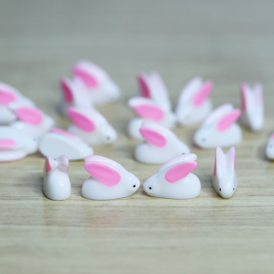 Miniature Fairy Garden Wonderland | Wonderland Mini Pink Ear Rabbit (Set Of 20)|Miniature Toys | Tiny Toys |Mini Collectibles |Small Figures | Miniature Dollhouse| Miniature Fairy Garden Accessories| Unique Gifts