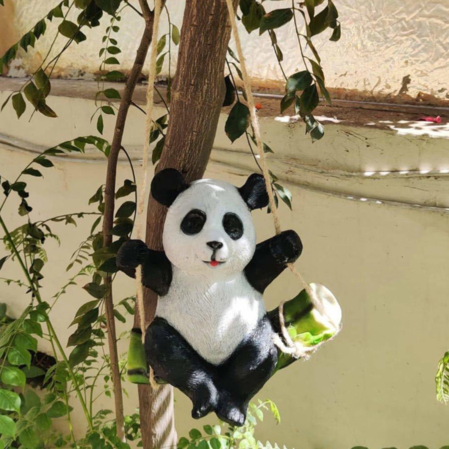 Garden Decor Wonderland Garden Statues | Panda On Branch Swing For Home And Garden Decoration