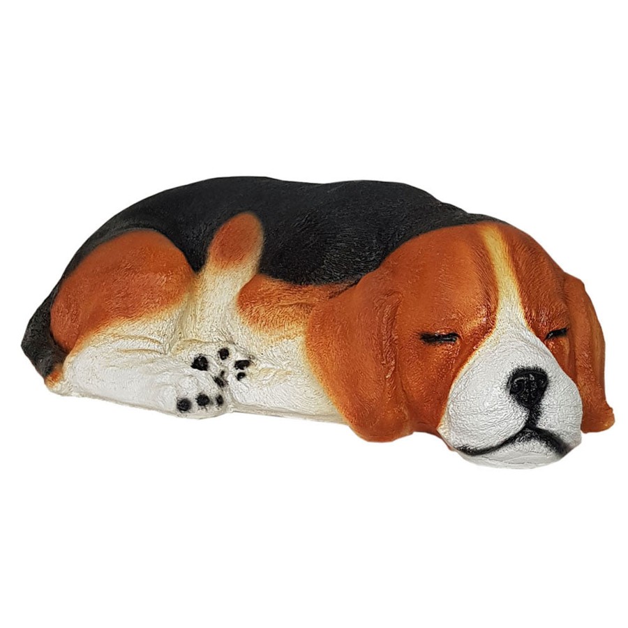 Garden Decor Wonderland Garden Statues | Beagle Dog Sleeping Statue For Garden Decoration (Brown)