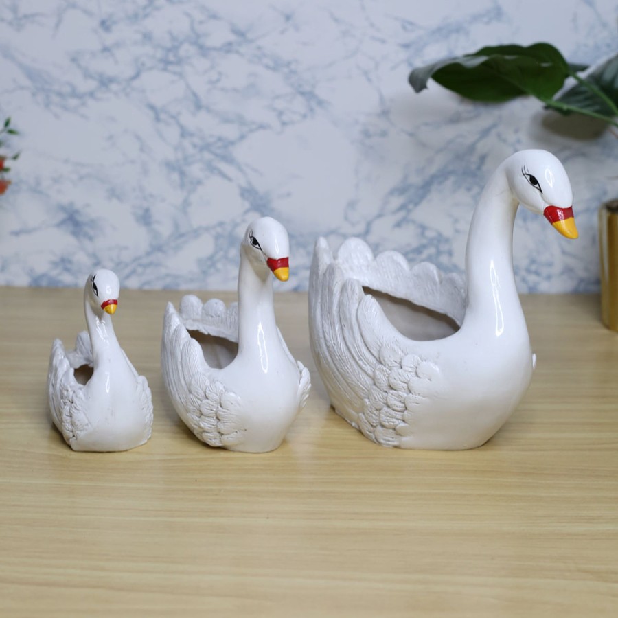 Garden Planters Wonderland | (Set Of 3) Swan Succulent Planter For Home, Balcony And Garden Decoration