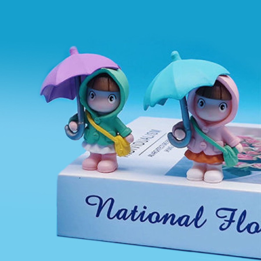 Miniature Fairy Garden Wonderland | Open Umbrella Holding Couple-2( Miniature Toys , Cake Toppers , Small Figuine, Valentine Couple)