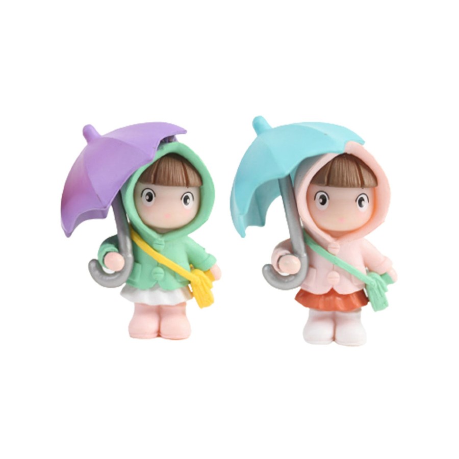 Miniature Fairy Garden Wonderland | Open Umbrella Holding Couple-2( Miniature Toys , Cake Toppers , Small Figuine, Valentine Couple)