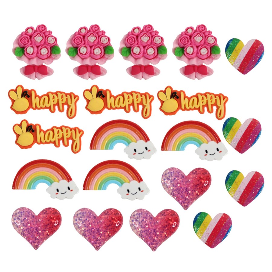 Gifts Wonderland | Wonderland Love Combo (Set Of 20) (Heart And Bouquet)| Easy-To-Apply Diy 3D Stickers