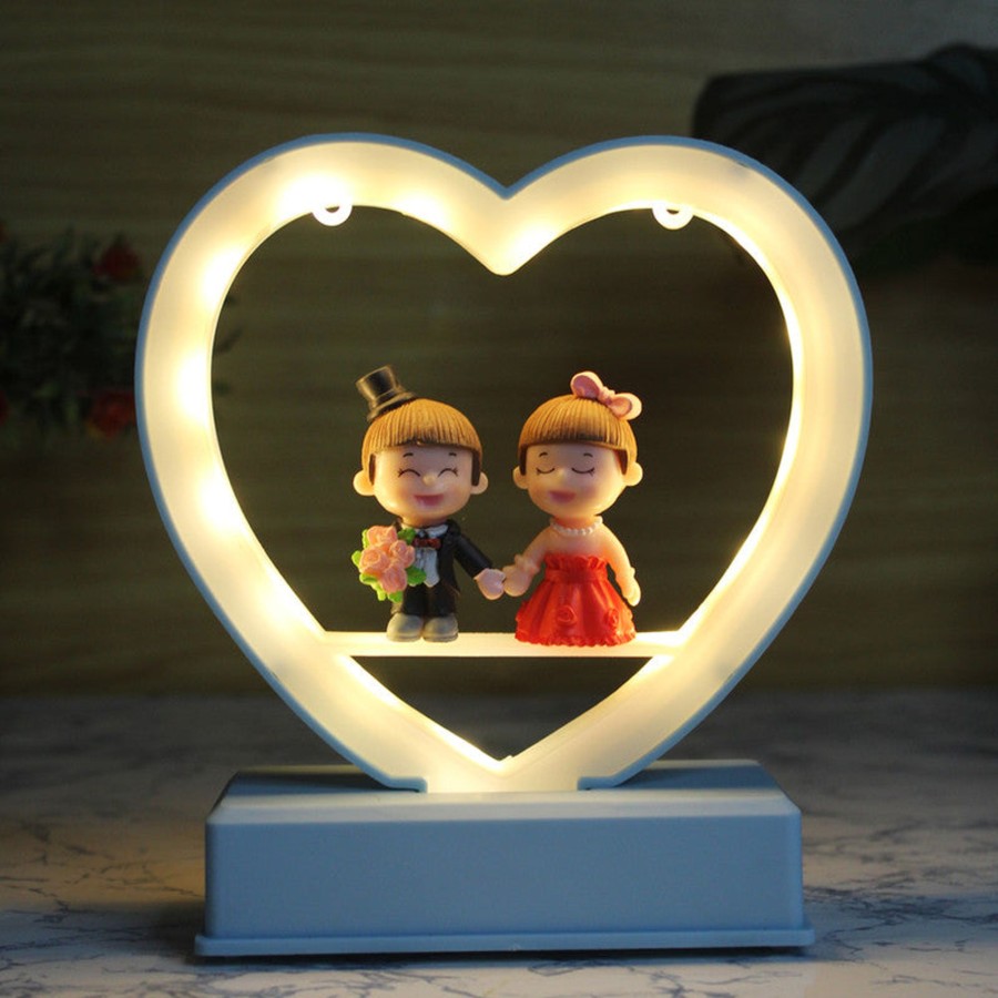 Gifts Wonderland | Wonderland Valentine'S Day Special Heart Shaped Led Frame With Couple Inside