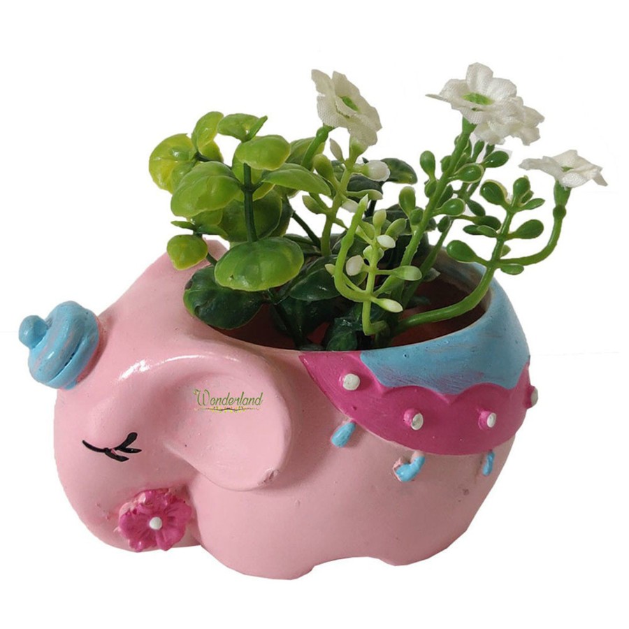 Garden Planters Wonderland | Elephant Succulent Pot For Home And Balcony Decoration (Pink)