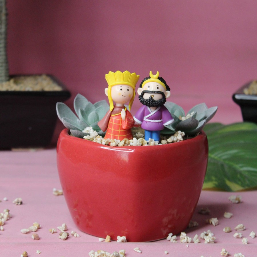 Miniature Fairy Garden Wonderland | Diy Combo Set (Ceramic Pot, Miniatures And Artificial Succulents)