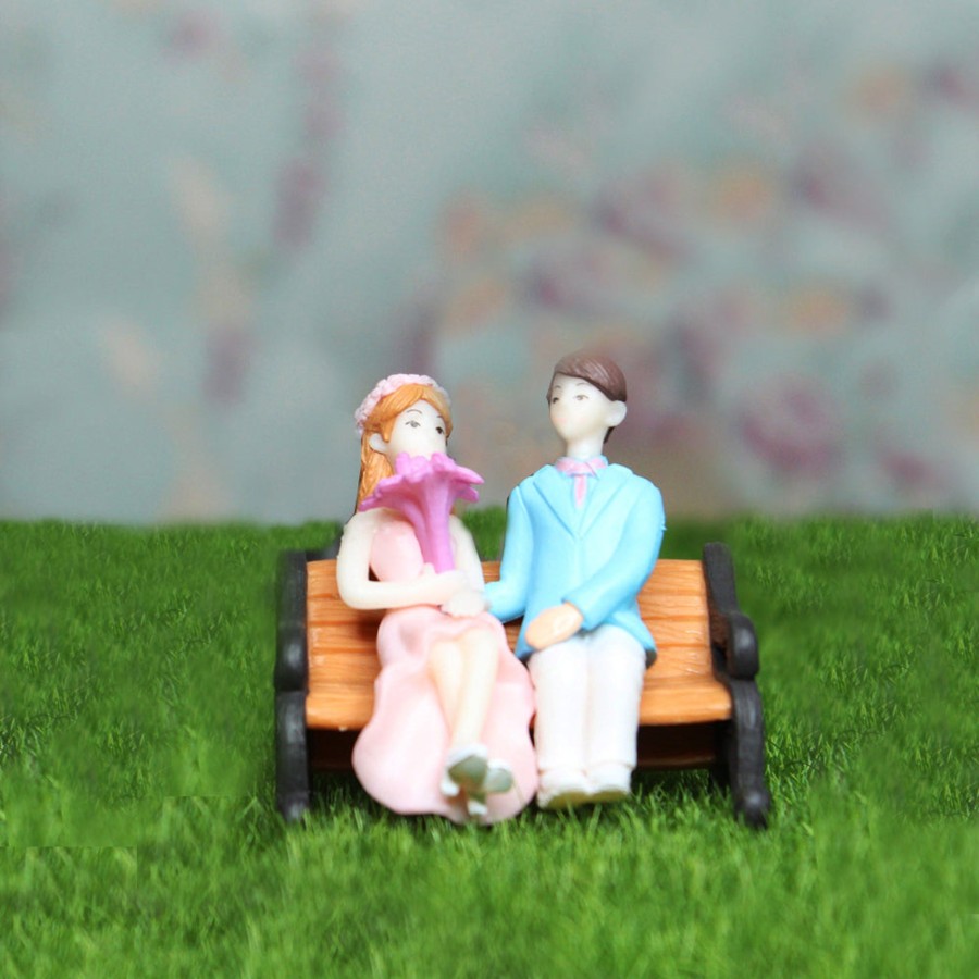 Miniature Fairy Garden Wonderland | Miniature Toys : (Set Of 2) Bride Groom On Bench For Fairy Garden Accessories