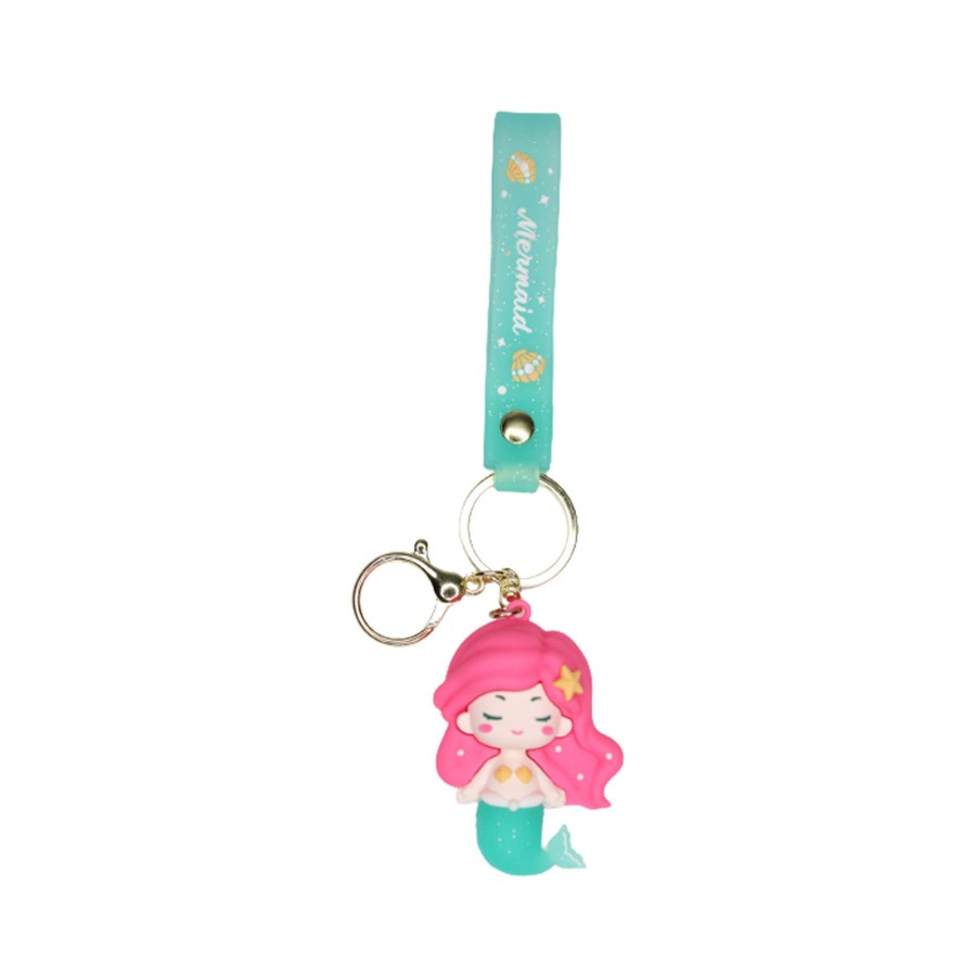 Gifts Wonderland Garden Arts and Craft | Mermaid Cartoon Style Keychain With Band ( Pink And Green)