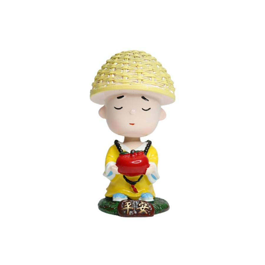 Miniature Fairy Garden Wonderland | Wonderland Single Piece Meditating Monk With Apple Shaking Head| Monk Statue| Home Decor| Gift Articles | Gift Item