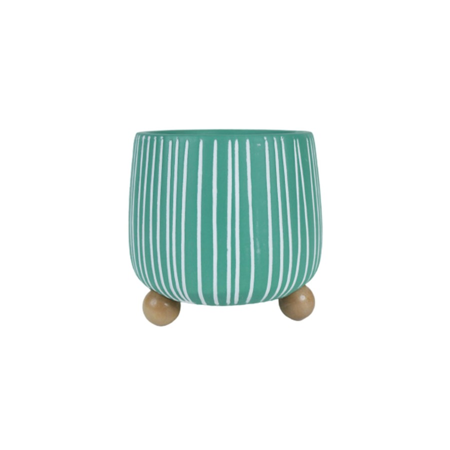 Garden Planters Wonderland | Seagreen White Line Pot