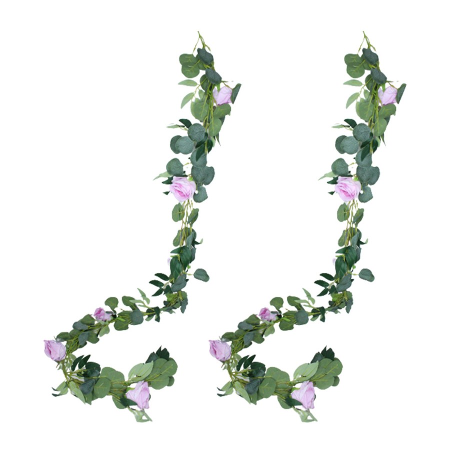 Artificial Turf Plants Wonderland | (Set Of 2) Artificial Rose Flower String (Light Purple) For Home Decor.