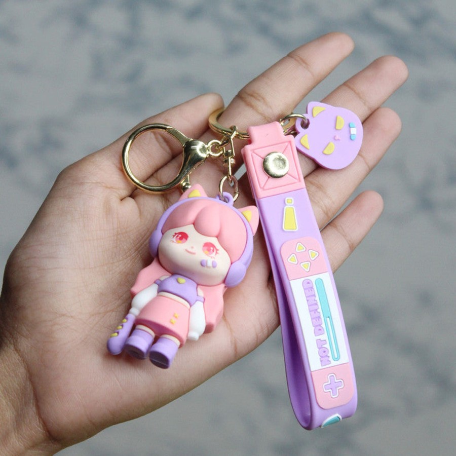 Gifts Wonderland | Wonderland Not Defined Keychain In Pink 2-In-1 Cartoon Style Keychain And Bag Charms Fun And Functional Accessories For Bags And Keys