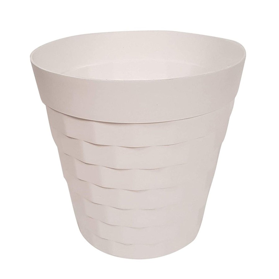 Garden Planters Wonderland | 12 Inches Brix Pots Outdoor Pots (Single) (White)