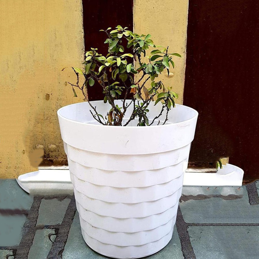 Garden Planters Wonderland | 12 Inches Brix Pots Outdoor Pots (Single) (White)