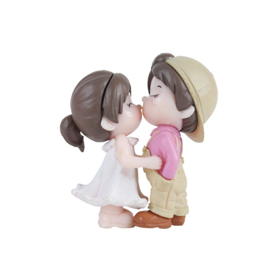 Miniature Fairy Garden Wonderland | Wonderland Kissing Cap Couple (Pink) Miniature Toys