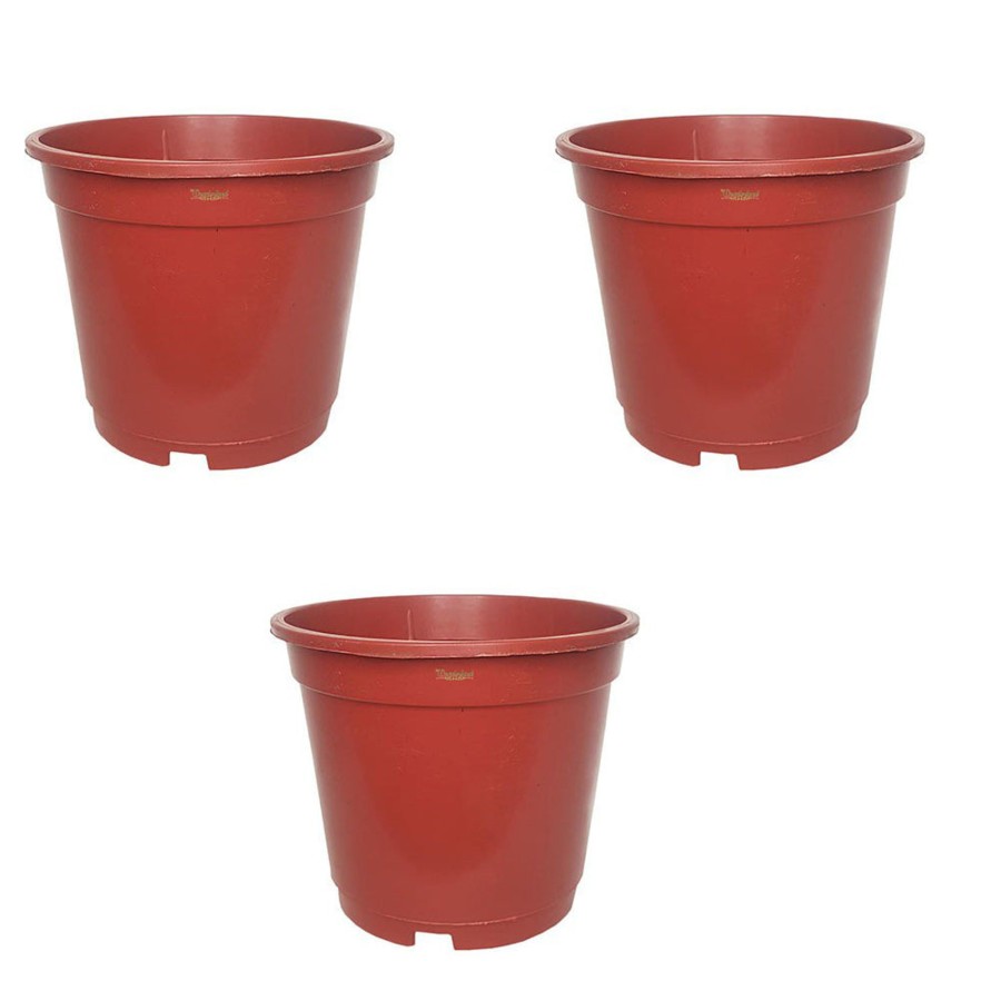 Garden Planters Wonderland | 8 Inch Set Of 3 Plastic Pots For Outdoor ( Plastic Pots For Home Plants) (Terracotta)