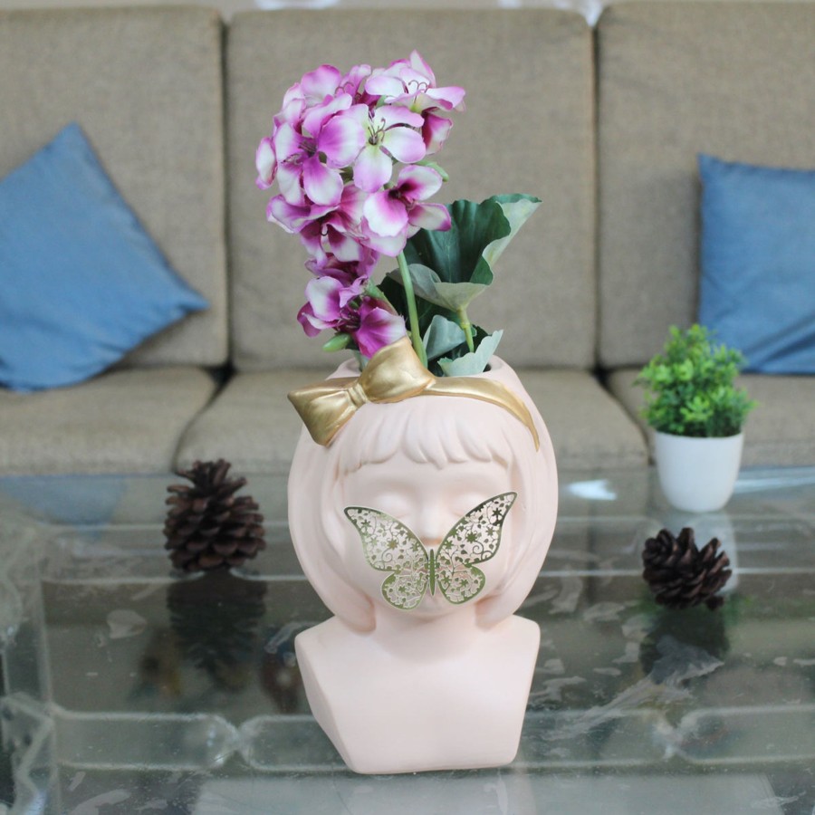 Garden Planters Wonderland | Peach Lady Butterfly On Lips Vase