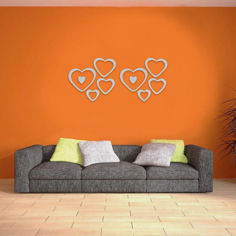 Gifts Wonderland | Heart Shaped 3D Stickers For Diy Wall Decoration - White