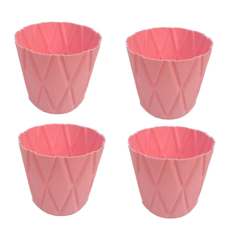 Garden Planters Wonderland | (Set Of 4) 4 X 4" Solitaire Pot For Home Garden, Pink