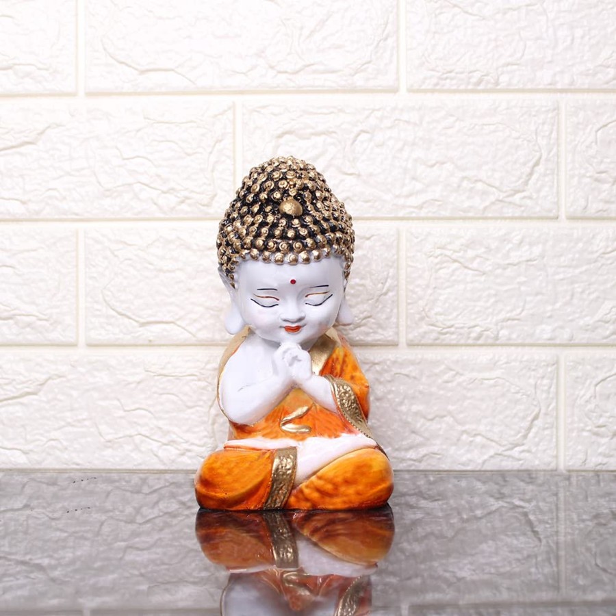 Garden Decor Wonderland Garden Statues | Small Buddha Statue For Home Decoration (Orange)