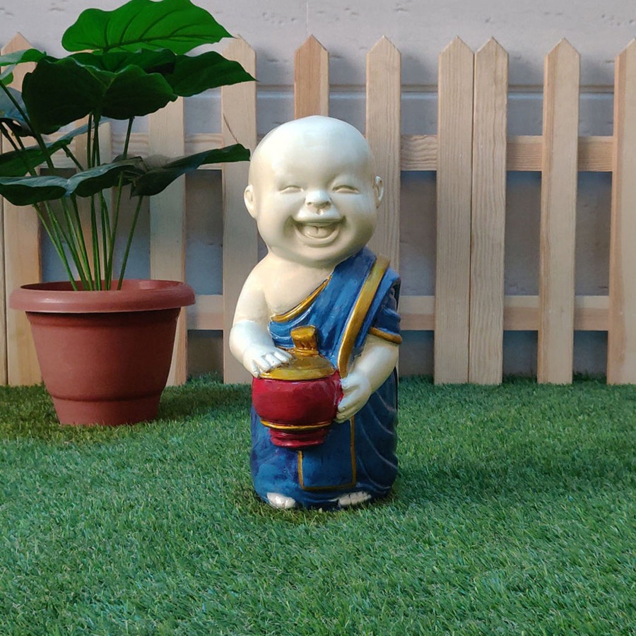 Garden Decor Wonderland Buddha And Monk Statue | Big Monk Statue For Home And Garden Decoration (Blue)