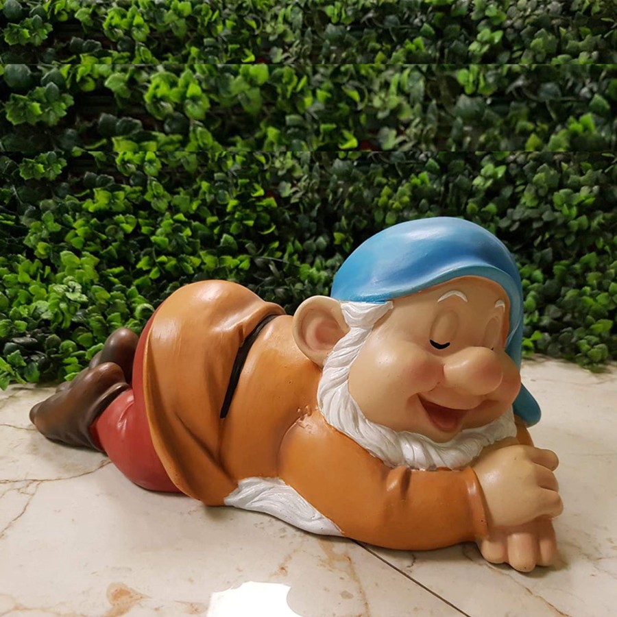 Garden Decor Wonderland Garden Statues | Sleeping Gnome/Dwarf For Garden Decoration (Blue)