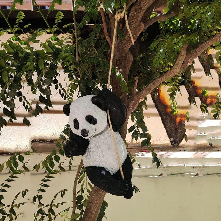 Garden Decor Wonderland Garden Statues | Climbing Panda On Rope For Garden Decoration