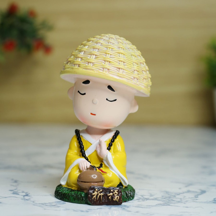 Miniature Fairy Garden Wonderland | Wonderland Single Piece Meditating Monk With Tabla Shaking Head| Monk Statue| Home Decor| Gift Articles | Gift Item