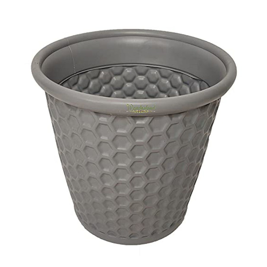 Garden Planters Wonderland | Single : Grey Honeycomb 12 Inches Pp/ Pvc / High Quality Plastic Planter