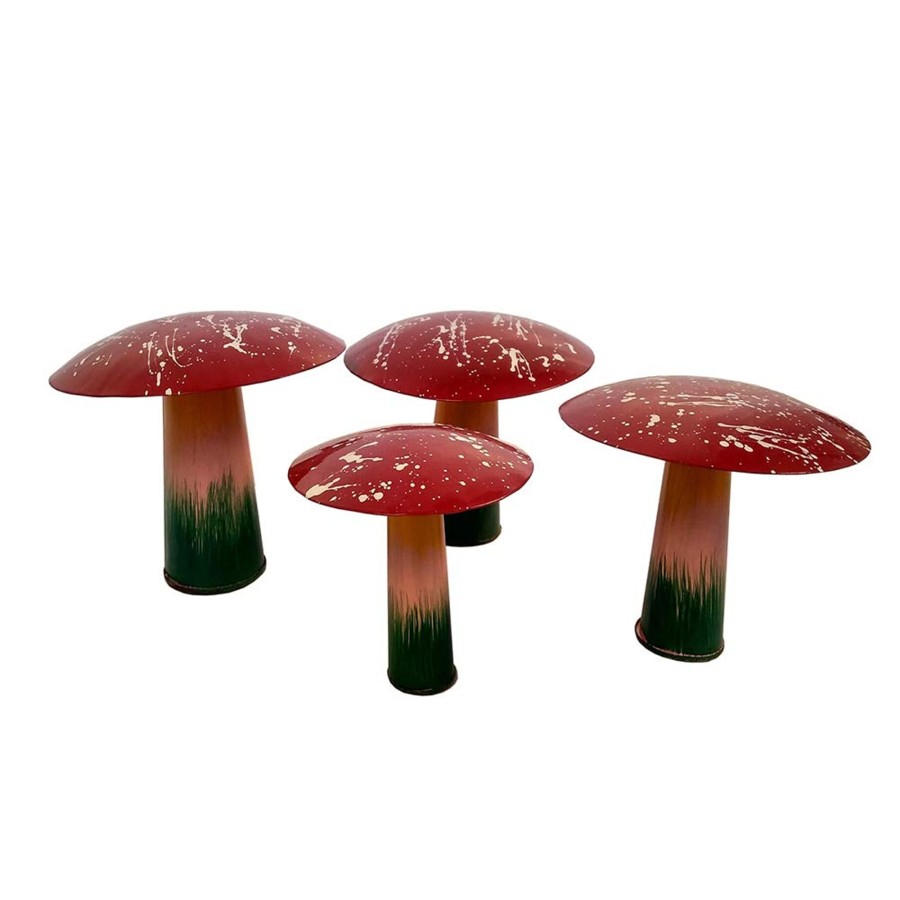 Garden Decor Wonderland Garden Statues | (Set Of 4) Metal Mushroom For Garden Decoration