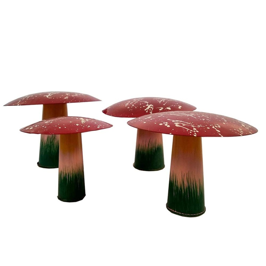 Garden Decor Wonderland Garden Statues | (Set Of 4) Metal Mushroom For Garden Decoration