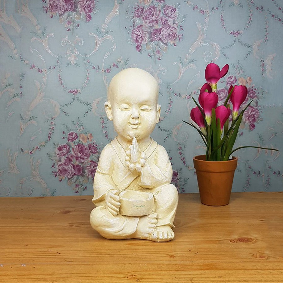 Garden Decor Wonderland Buddha And Monk Statue | Monk With Beads Statue For Home And Garden Decoration