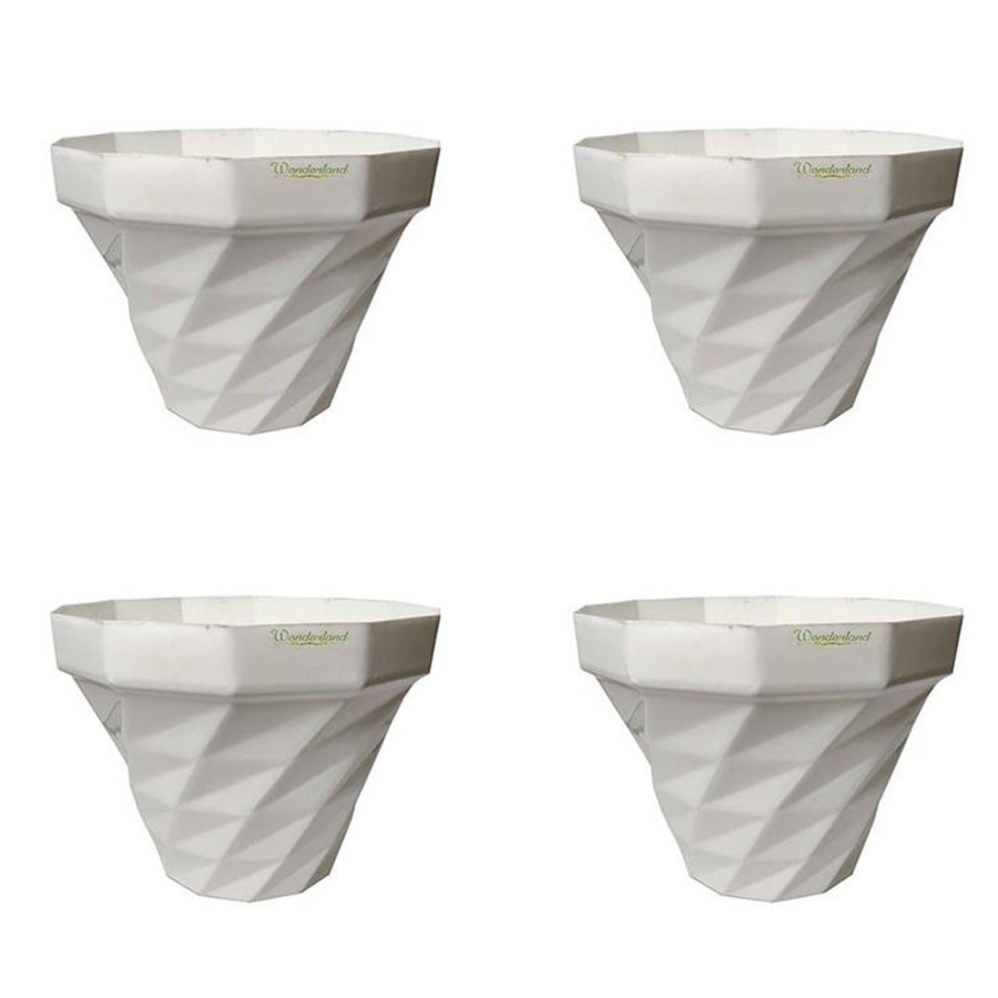 Garden Planters Wonderland | Plastic Pots : 3Dee White Plastic Planter Pots (Set Of 4)