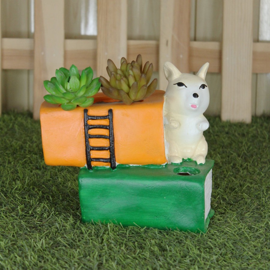 Garden Planters Wonderland | Dog With Books Succulent Pot