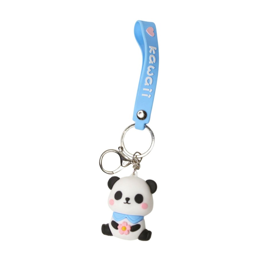 Gifts Wonderland | Wonderland Cute Panda Keychain In Blue 2-In-1 Cartoon Style Keychain And Bag Charms Fun And Functional Accessories For Bags And Keys