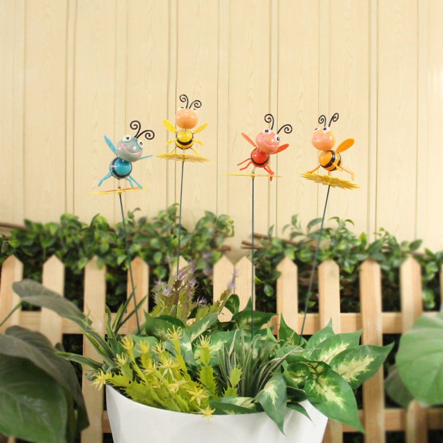 Garden Decor Wonderland Garden Stickes | (Set Of 4) Bee On Sunflower Garden Stakes/Sticks