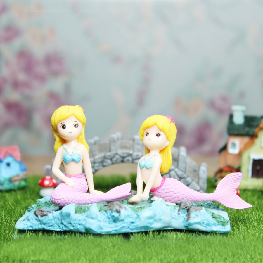 Miniature Fairy Garden Wonderland | Miniature Toys : (Set Of 2) Mermaid For Fairy Garden Accessories