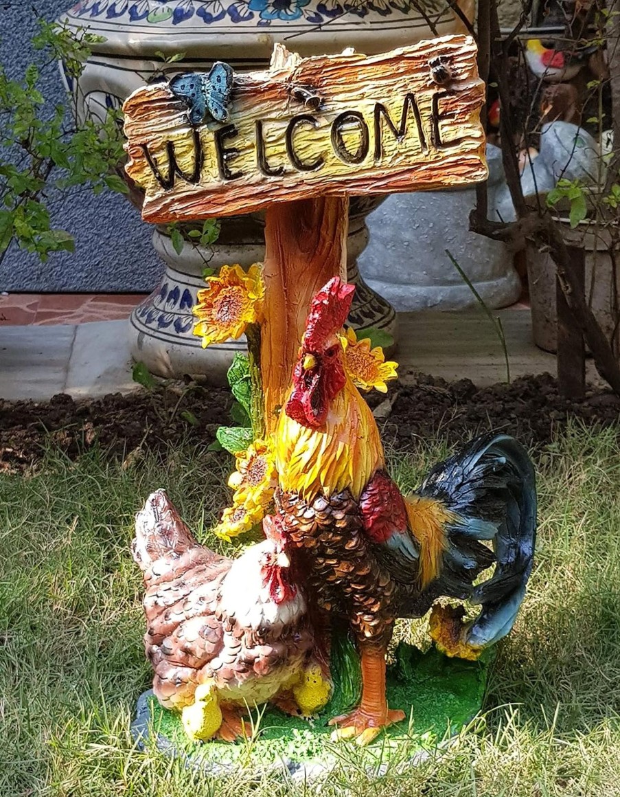 Garden Decor Wonderland Garden Arts and Craft Garden Statues | Welcome Hen Statue For Home And Garden Decor