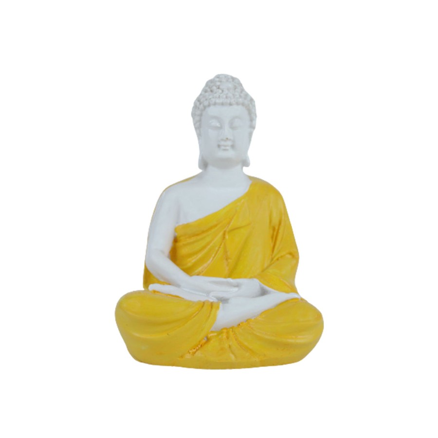 Garden Decor Wonderland Buddha And Monk Statue | (5 Inch) Small Buddha Statue (Yellow)