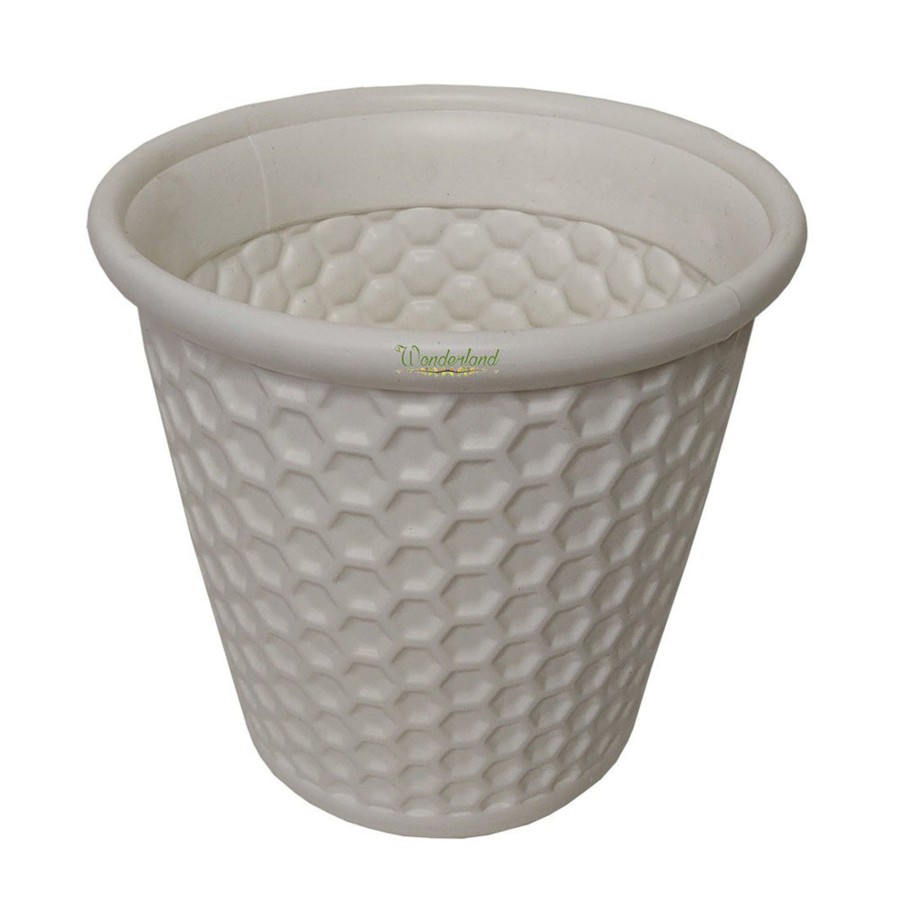 Garden Planters Wonderland | Set Of 4 : White Honeycomb 12 Inches Pp/ Pvc / High Quality Plastic Planter