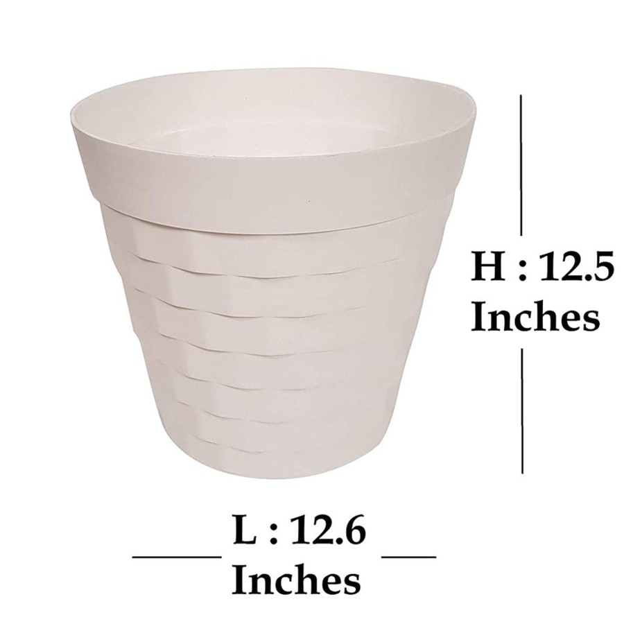 Garden Planters Wonderland | (Set Of 2 ) 12 Inches Brix Pots Outdoor Pots (Set Of 2) (White)