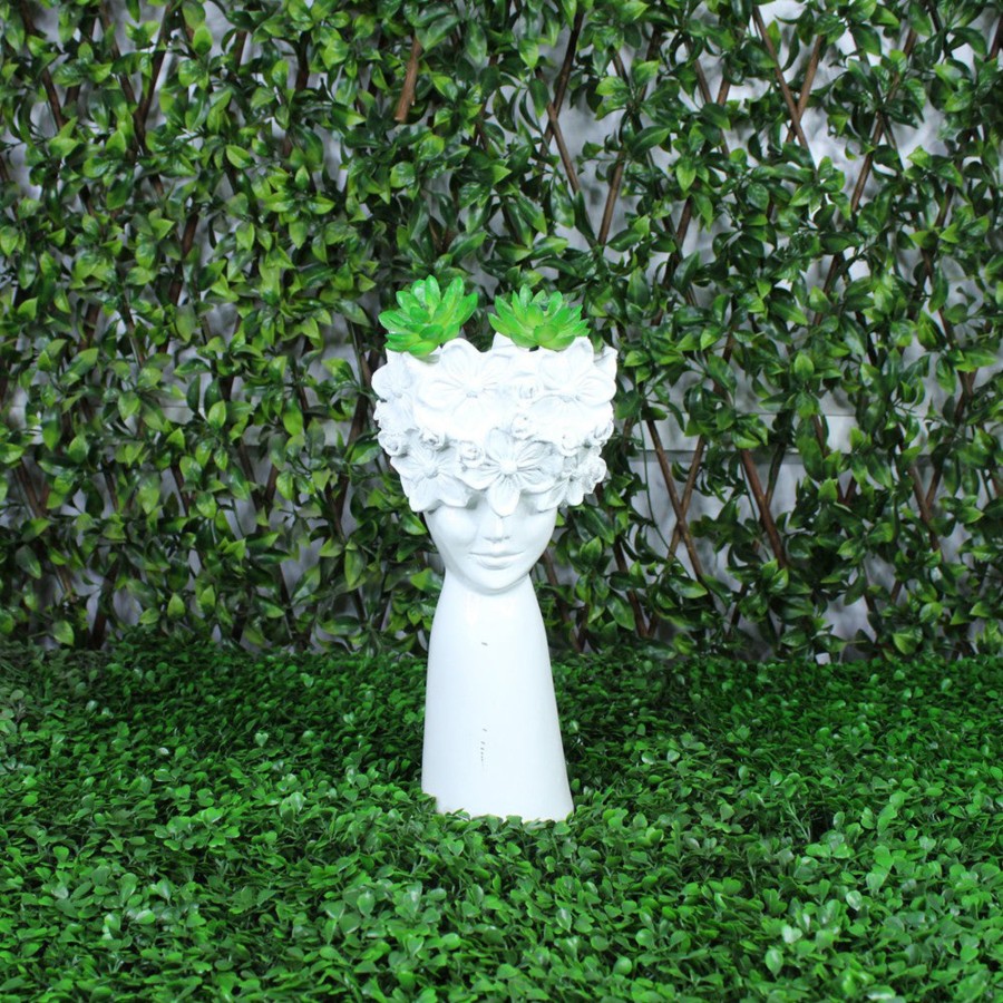 Garden Planters Wonderland | White Flower Boy Planter Pot For Home And Balcony Decoration