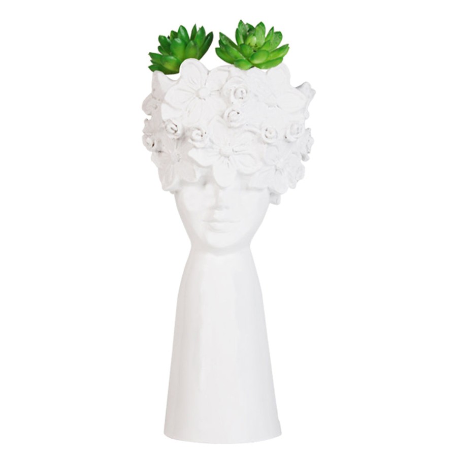 Garden Planters Wonderland | White Flower Boy Planter Pot For Home And Balcony Decoration